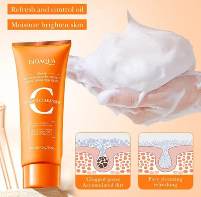 BIOAQUA Vitamin C Brightening Facial Cleanser – Deep Cleansing & Glow Boost